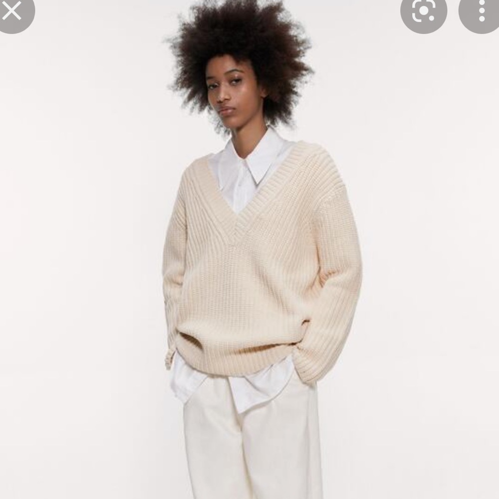 Zara pullover chunky knit V sweater medium